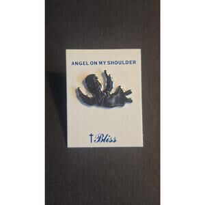 Bliss Angel On My Shoulder Lapel Pin Silver Tone Guardian Angel Faith Jewelry